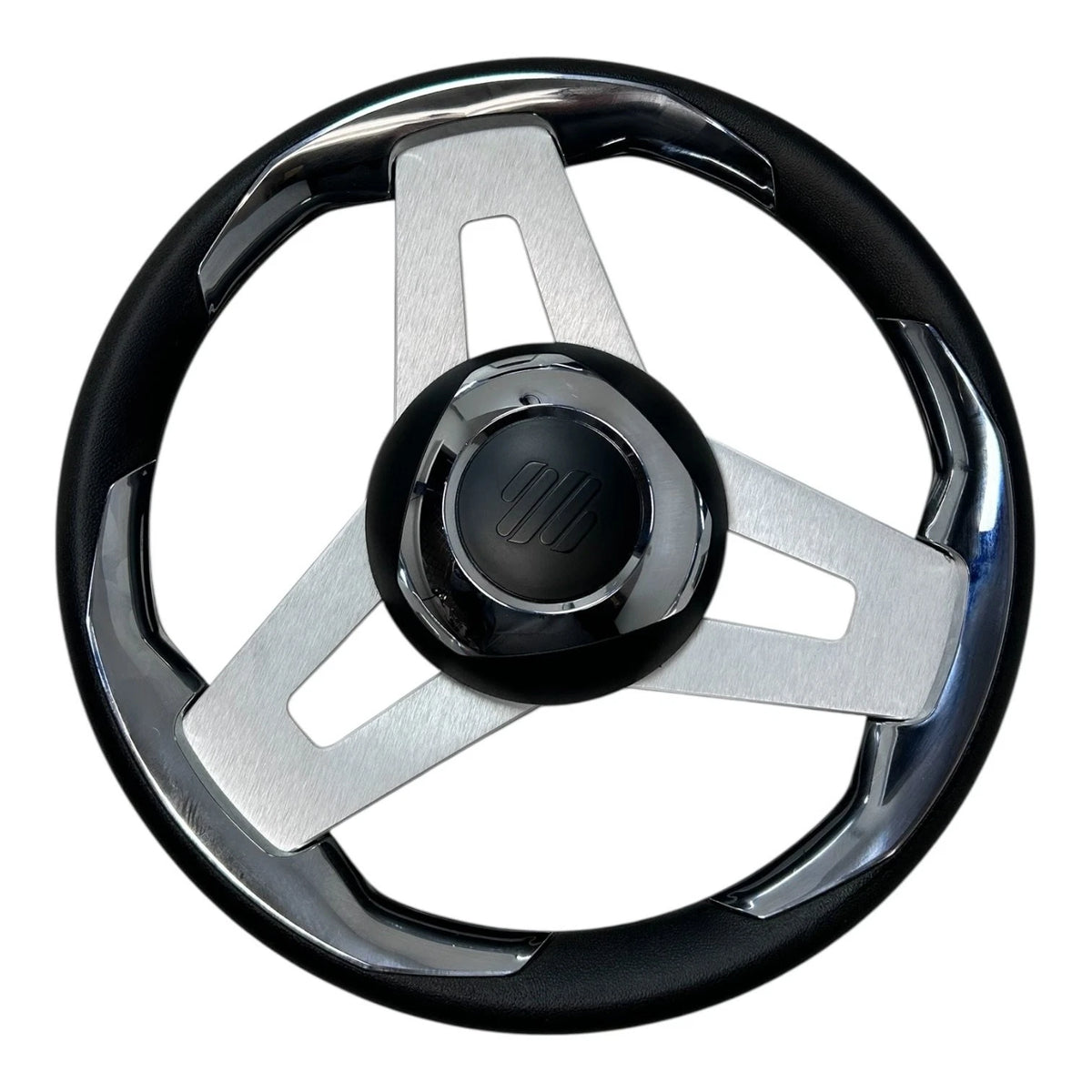 Uflex Black & Chrome Aluminum Steering Wheel for Universal Fit (13.75")