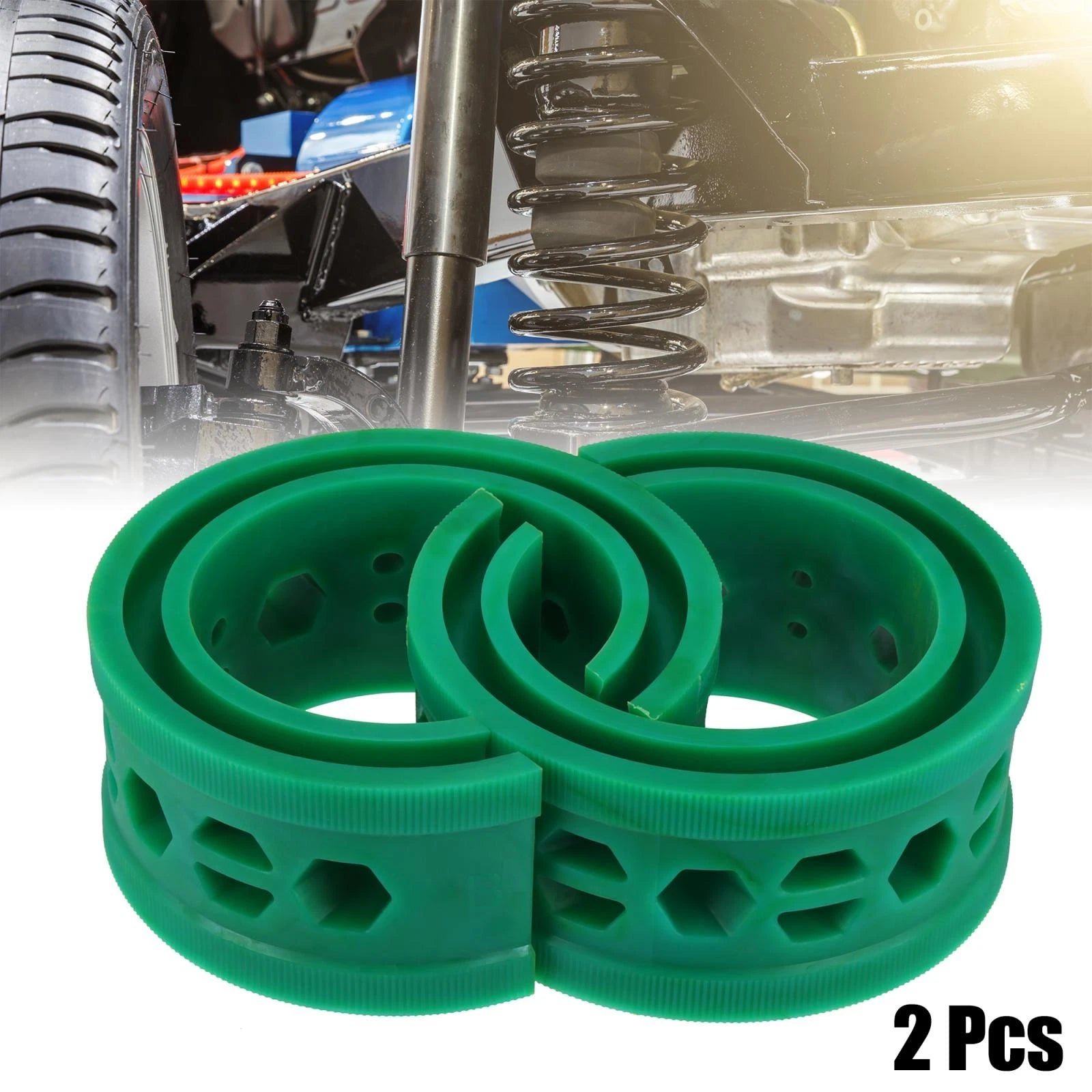 2PCS Coil Spring Rubber Bumpers Universal for Ford Chevy (B Type) (1990–2024)