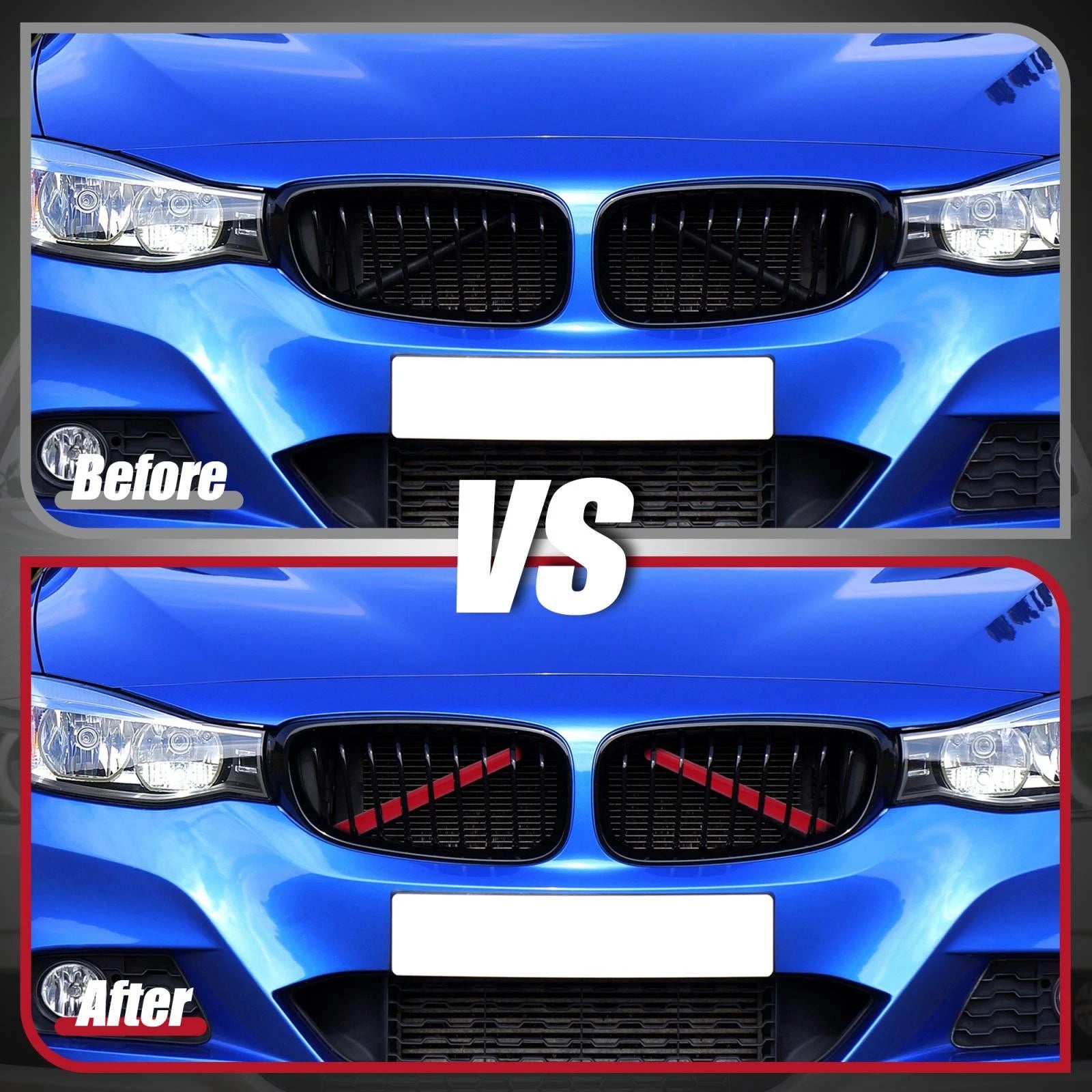 ABS Front Grille Trim Strips Cover Red for BMW 1 2 3 4 Series (2012–2021)