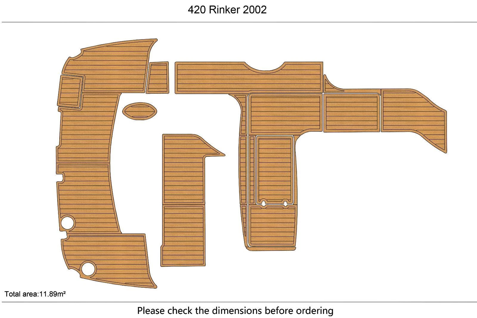 EVA Foam Teak Deck Flooring Mat for Rinker 420 (2002)