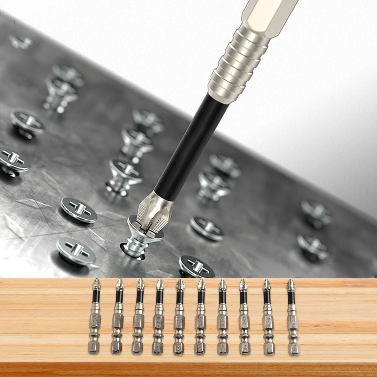 10-Piece Magnetic Screwdriver Bit Set for Strong Driving