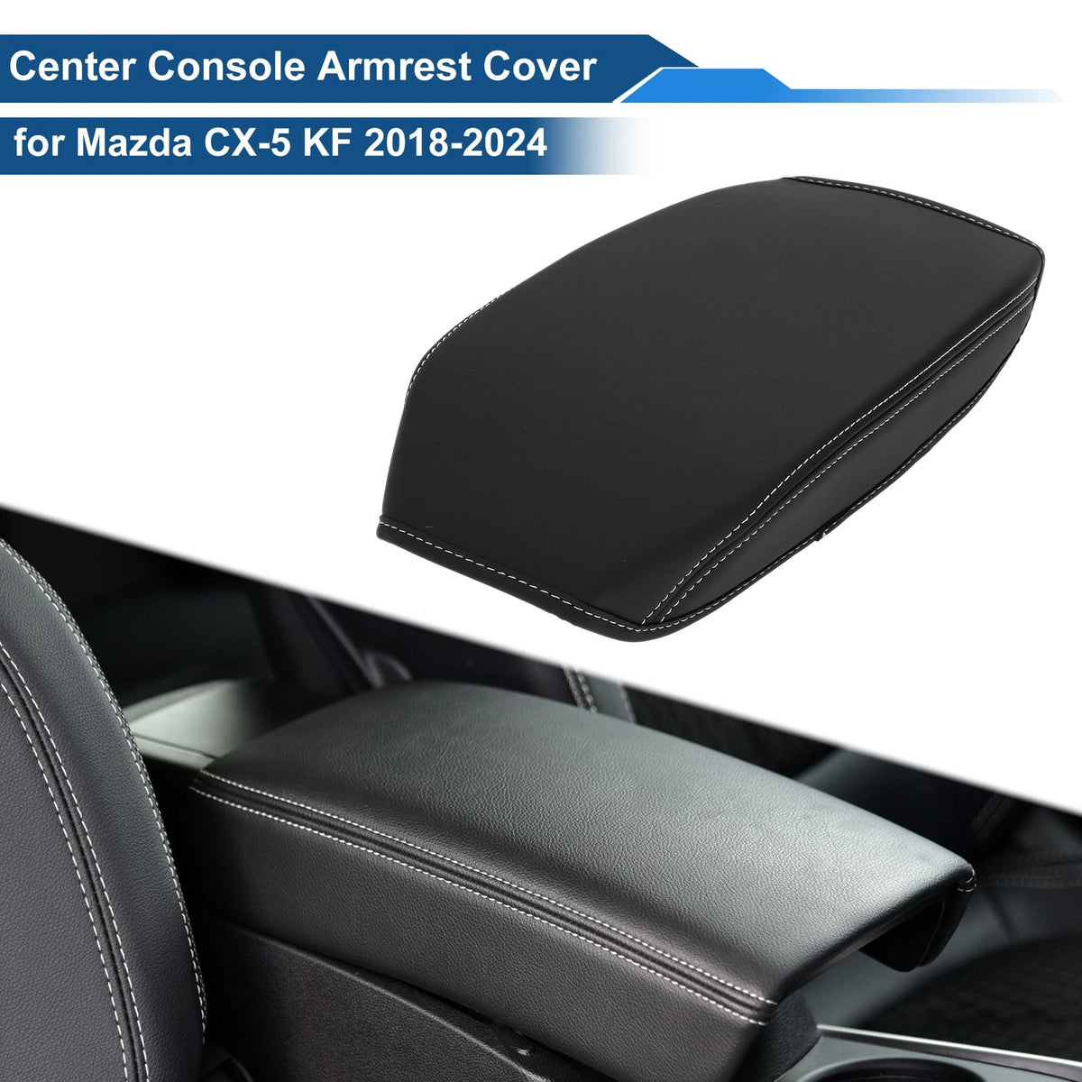 Armrest Cover for Mazda CX-5 (2018–2024) Anti-Scratch Black White