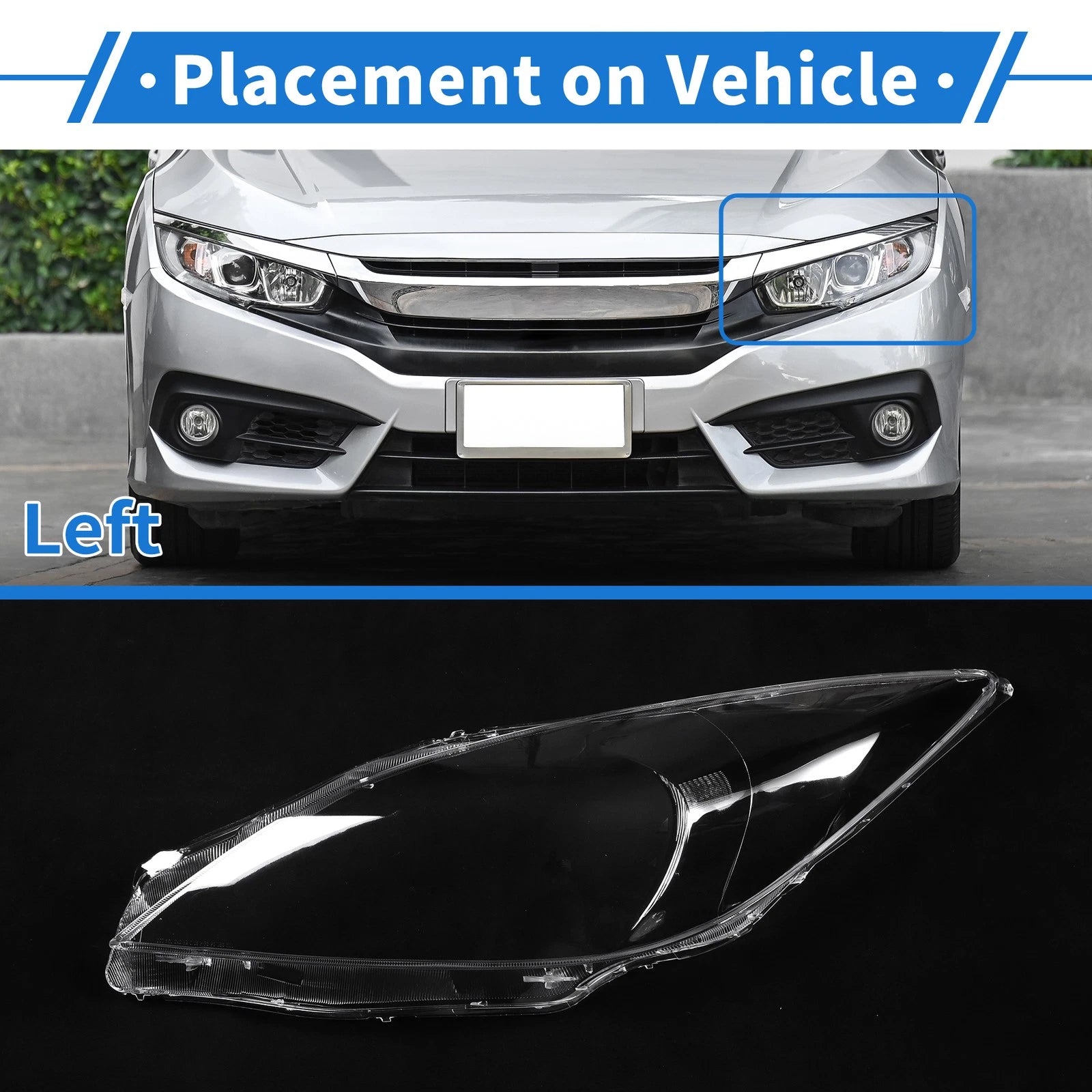 1 Pcs Headlight Lens Cover for Mazda 3 (2013–2015) PC Clear