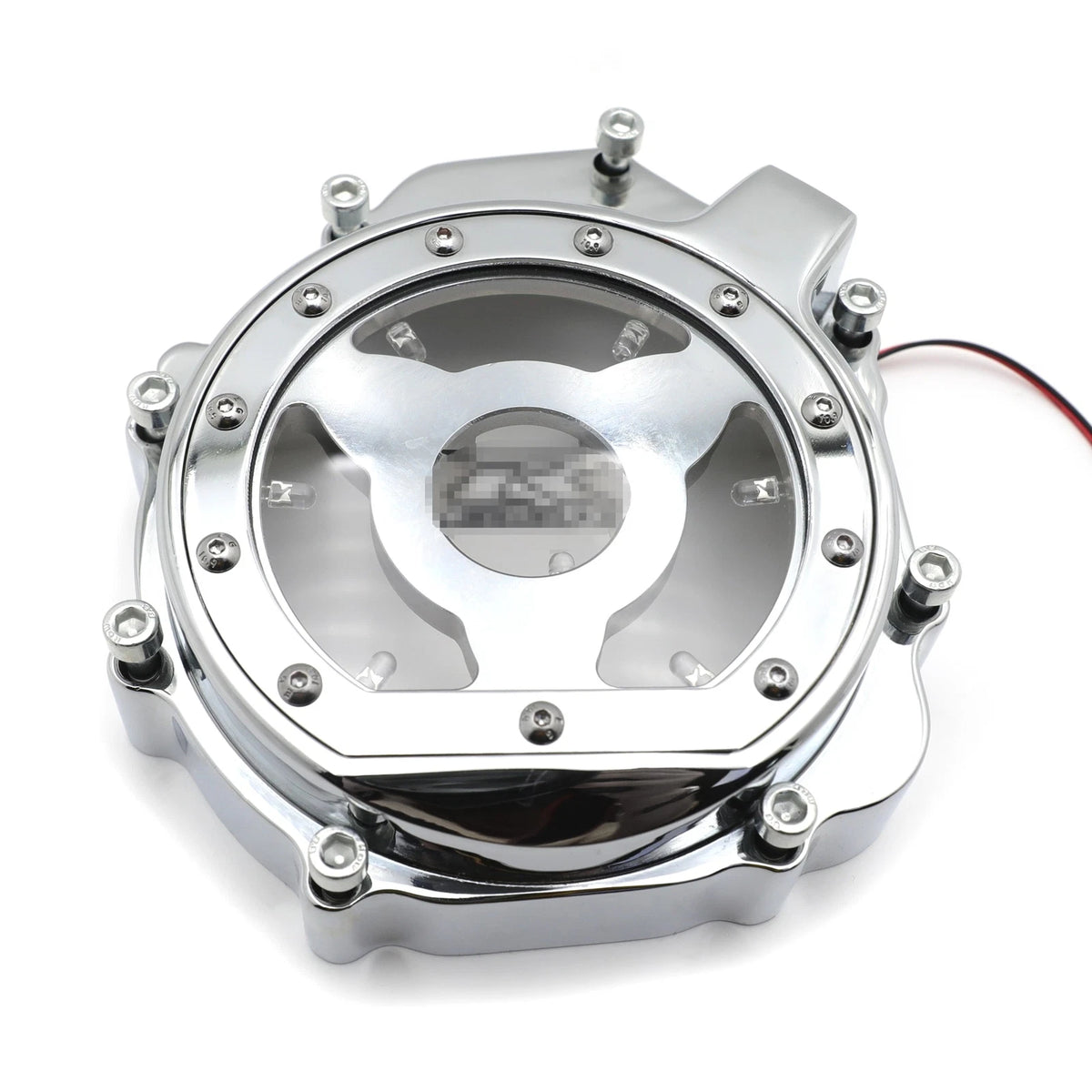 Chrome Left Engine Clutch Cover Guard w/ Green LED for Suzuki GSXR1000 (2005–2008)
