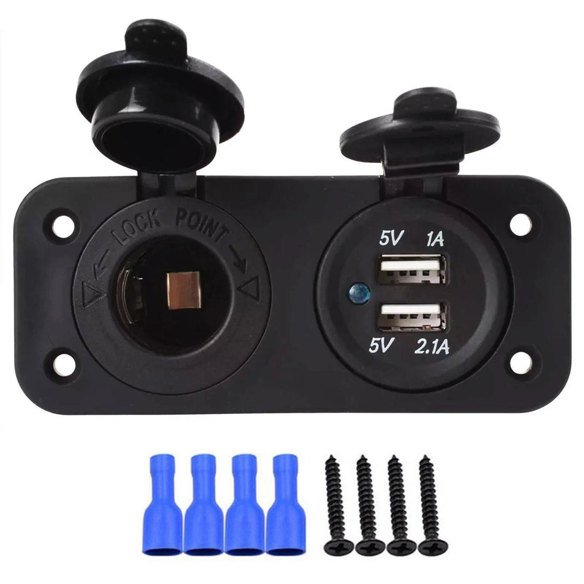 5V USB Car Cigarette Lighter Socket Splitter Charger with Blue Light