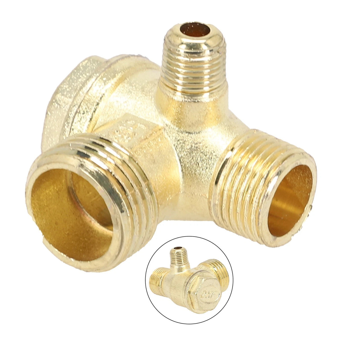 1pc 42x39mm Pipe Connection 3-Way Air Compressor Check Valve Zinc Alloy