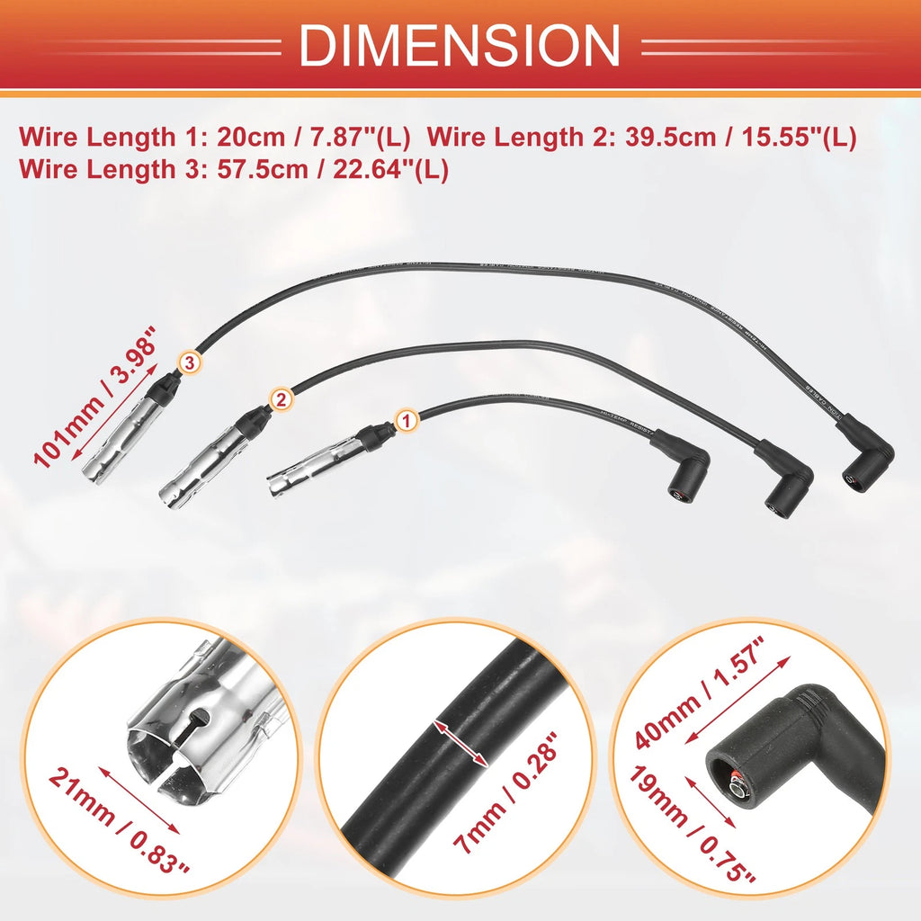 Spark Plug Wire Ignition Coil Cable Set for VW Beetle Golf (2001–2020)