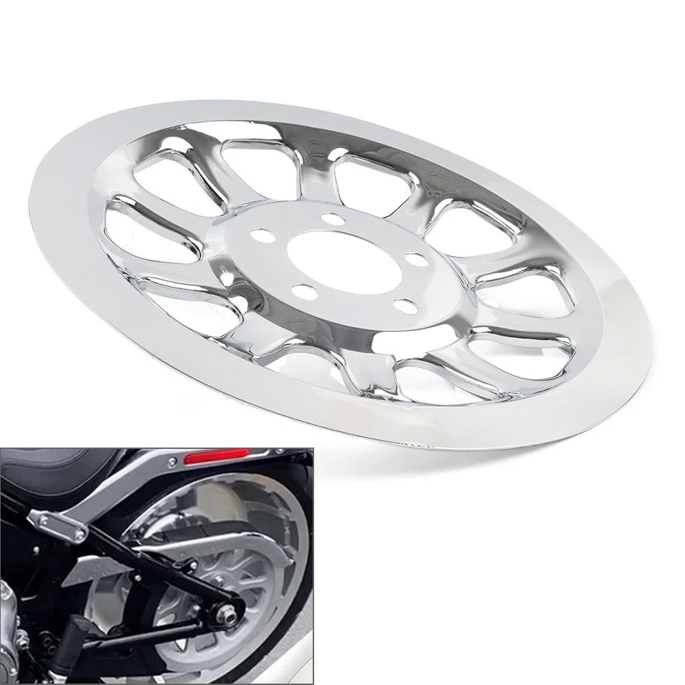 Chrome Outer Rear Pulley Cover Insert For Harley Softail Fat Boy FLST FXST 07-17