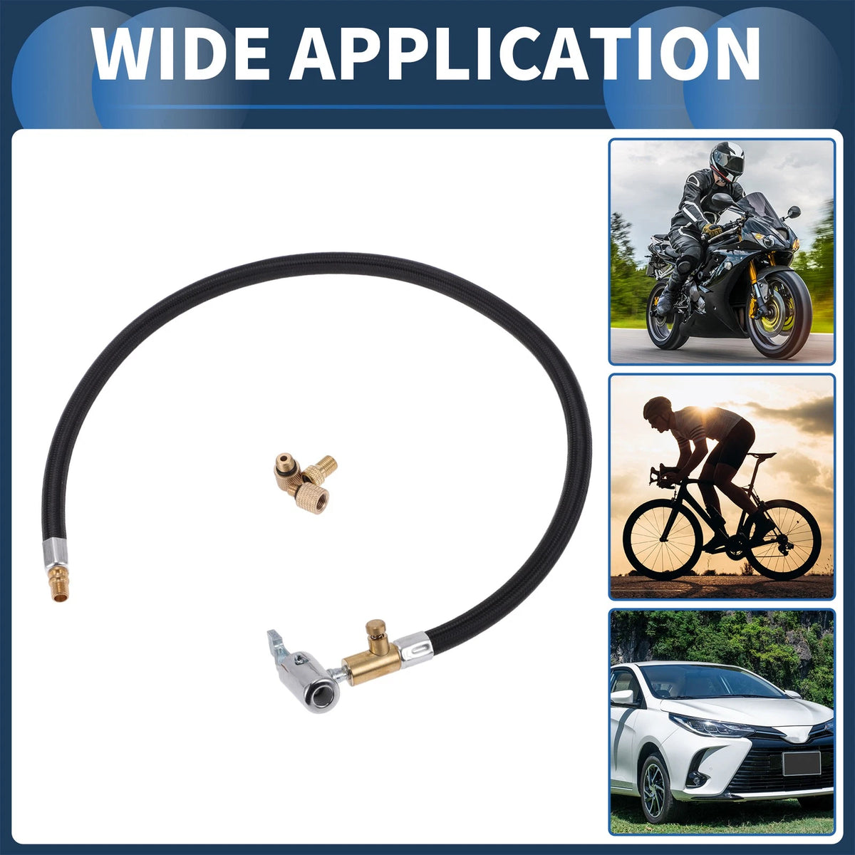 Tire Inflator Extension Tube Kit 15.5mm OD for Car and Bicycle (23.62")