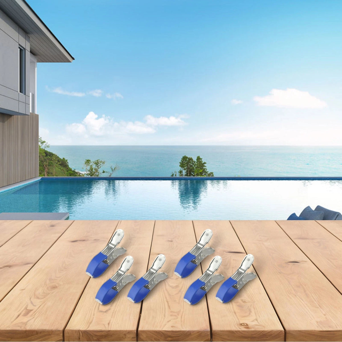 Set of 6 Windproof Stainless Steel Pool Cover Clips for