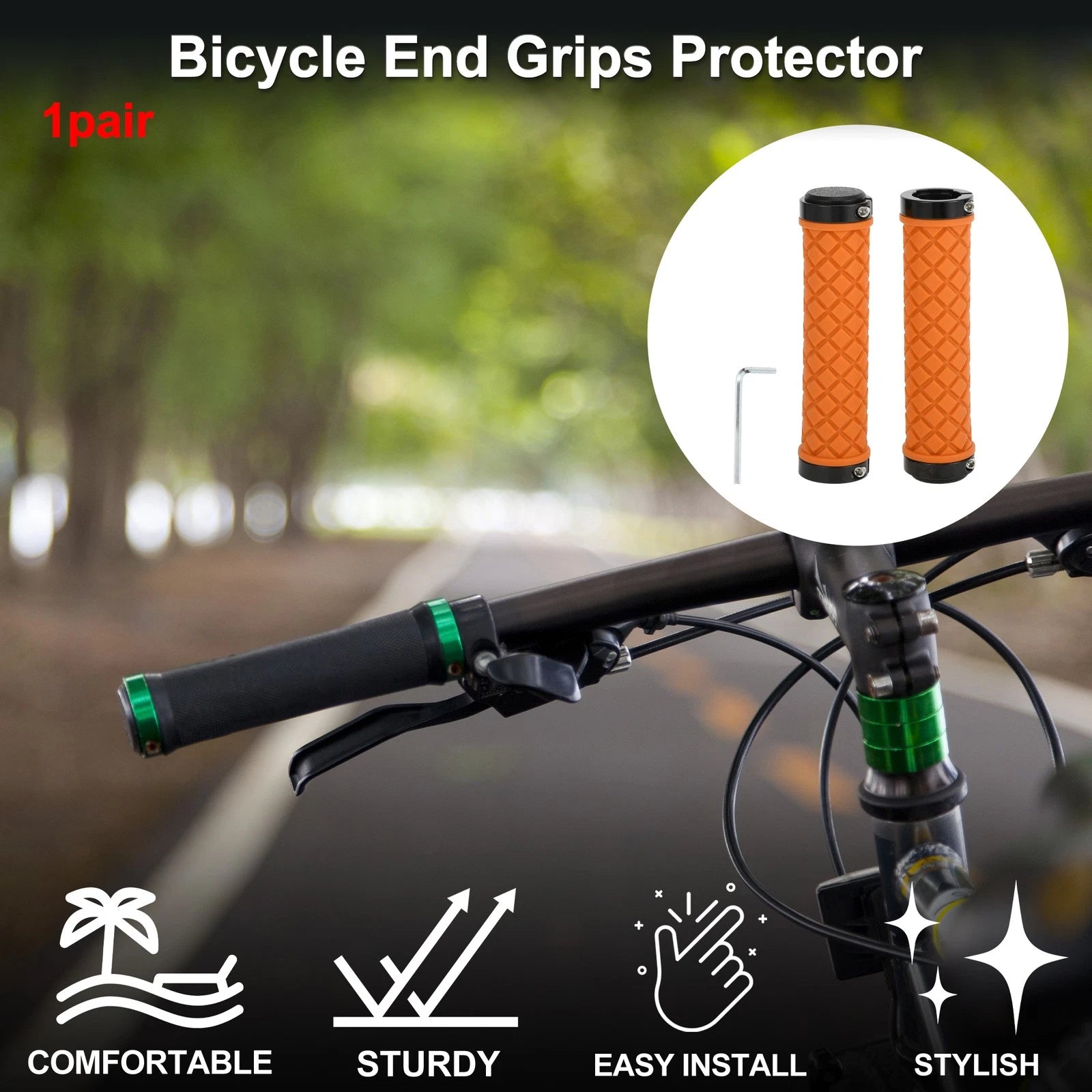 Handlebar Grip Covers 128mm Lightweight for MTB Bike End Grips Protector Set