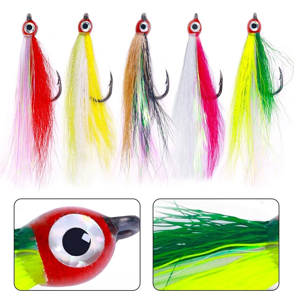 5pcs Bucktail Teaser Hooks for Fishing