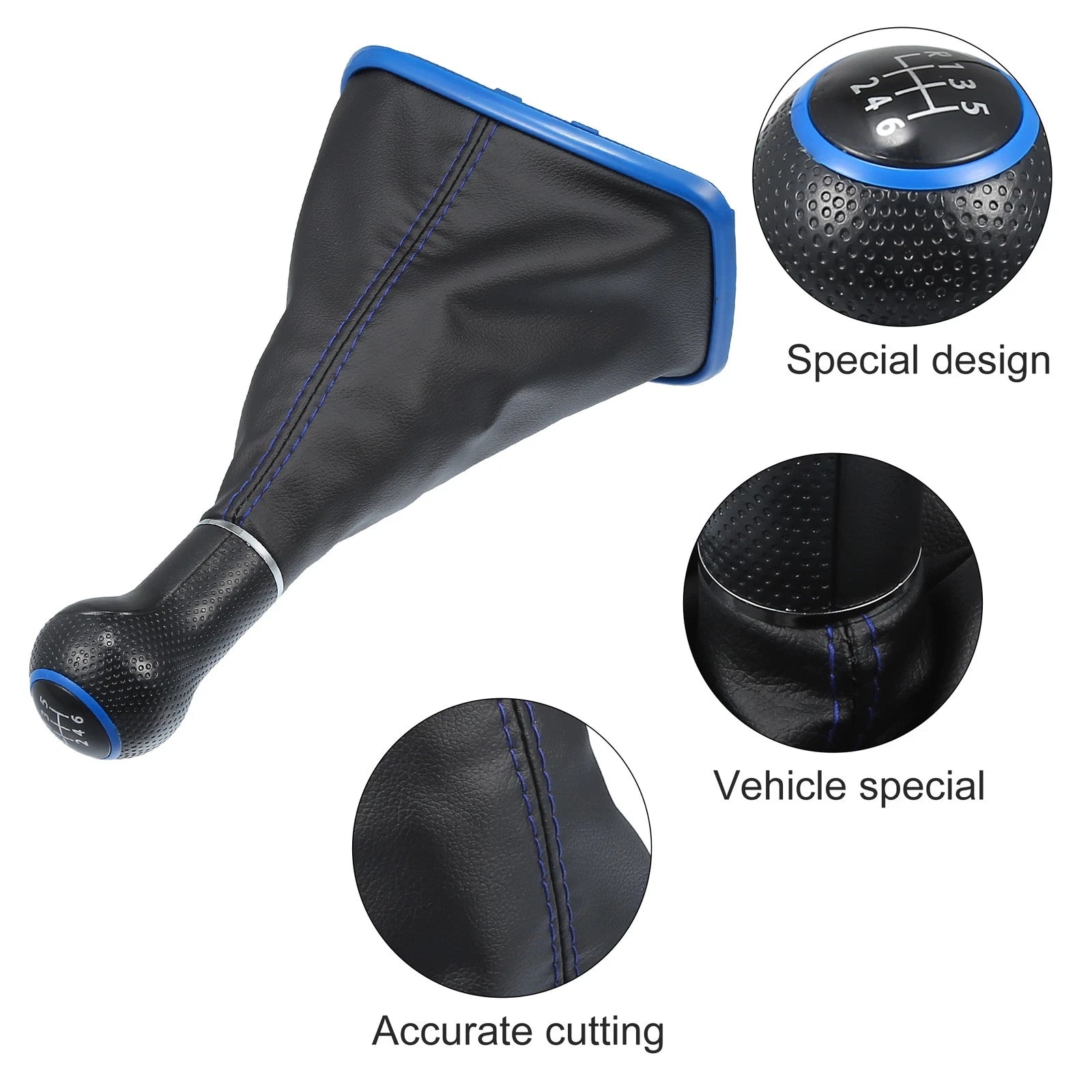 Gear Shift Knob Boot with Blue Base for Volkswagen Golf 4 5 (1999–2009)