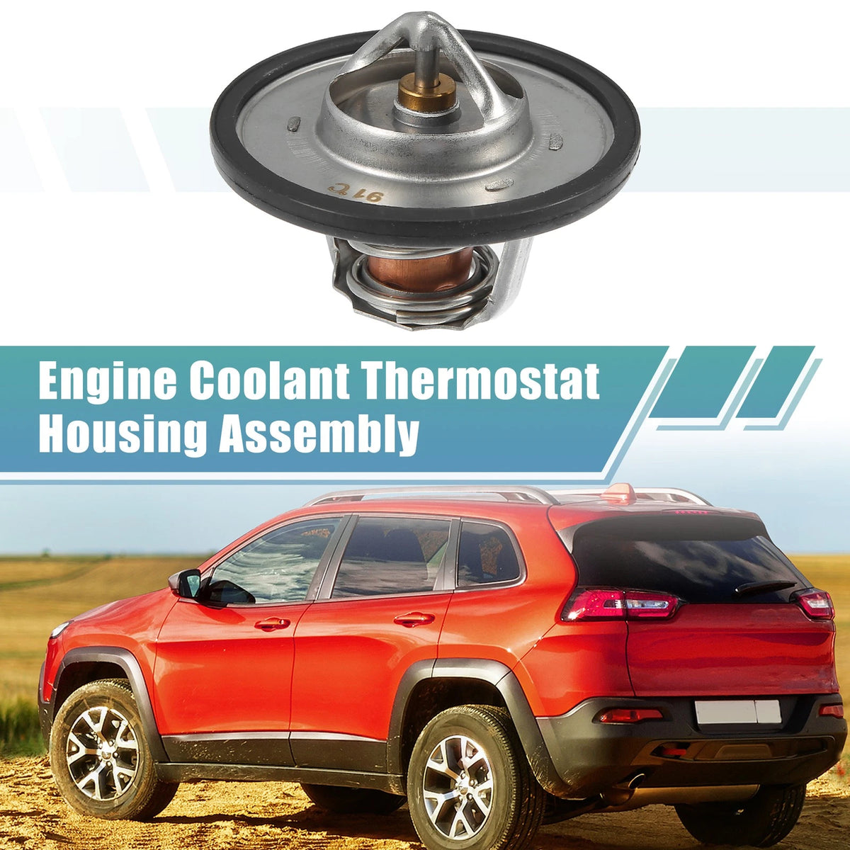 83501426 Engine Coolant Thermostat for Jeep Wrangler (1987–1995) Aluminum Rubber