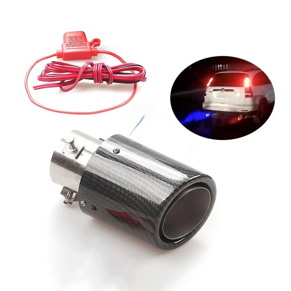 Stainless Steel Exhaust Tip with LED Lighting Carbon Fiber Flame Effect Design