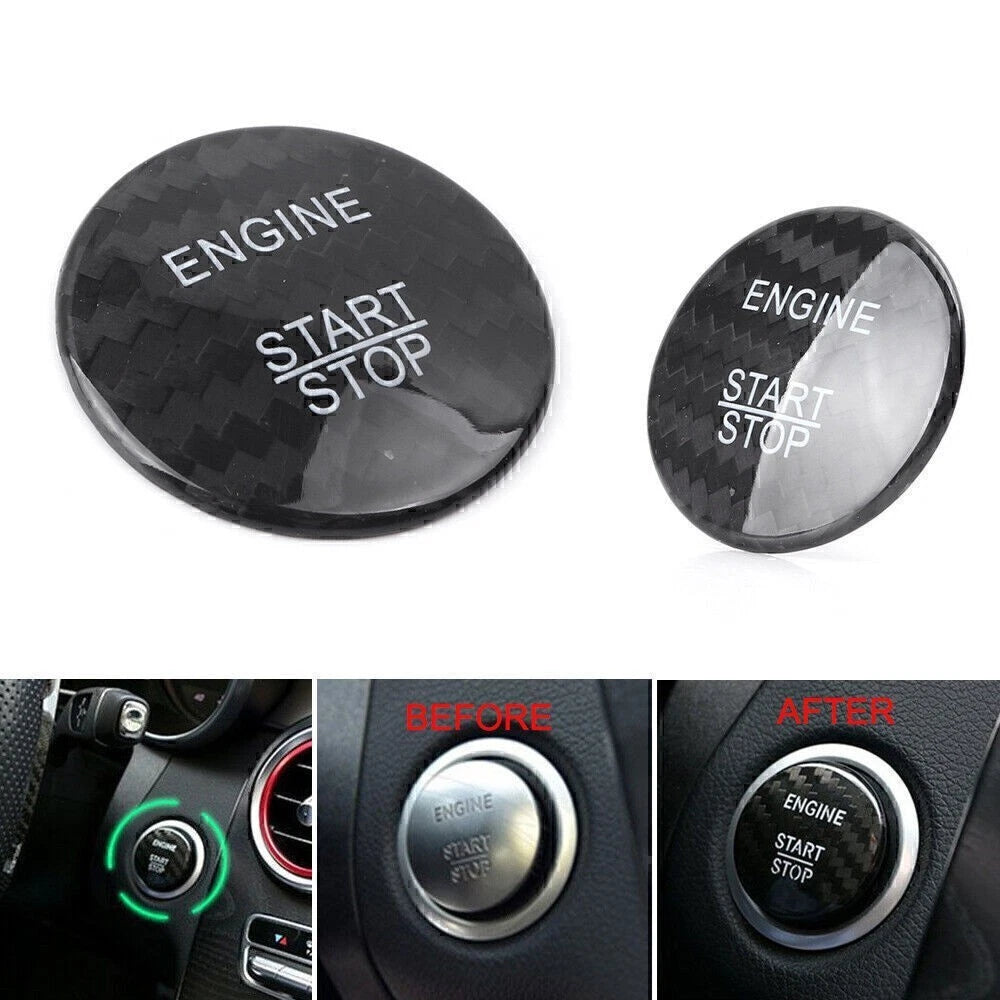 Carbon Fiber Engine Start Stop Button Sticker for Mercedes Benz E Class