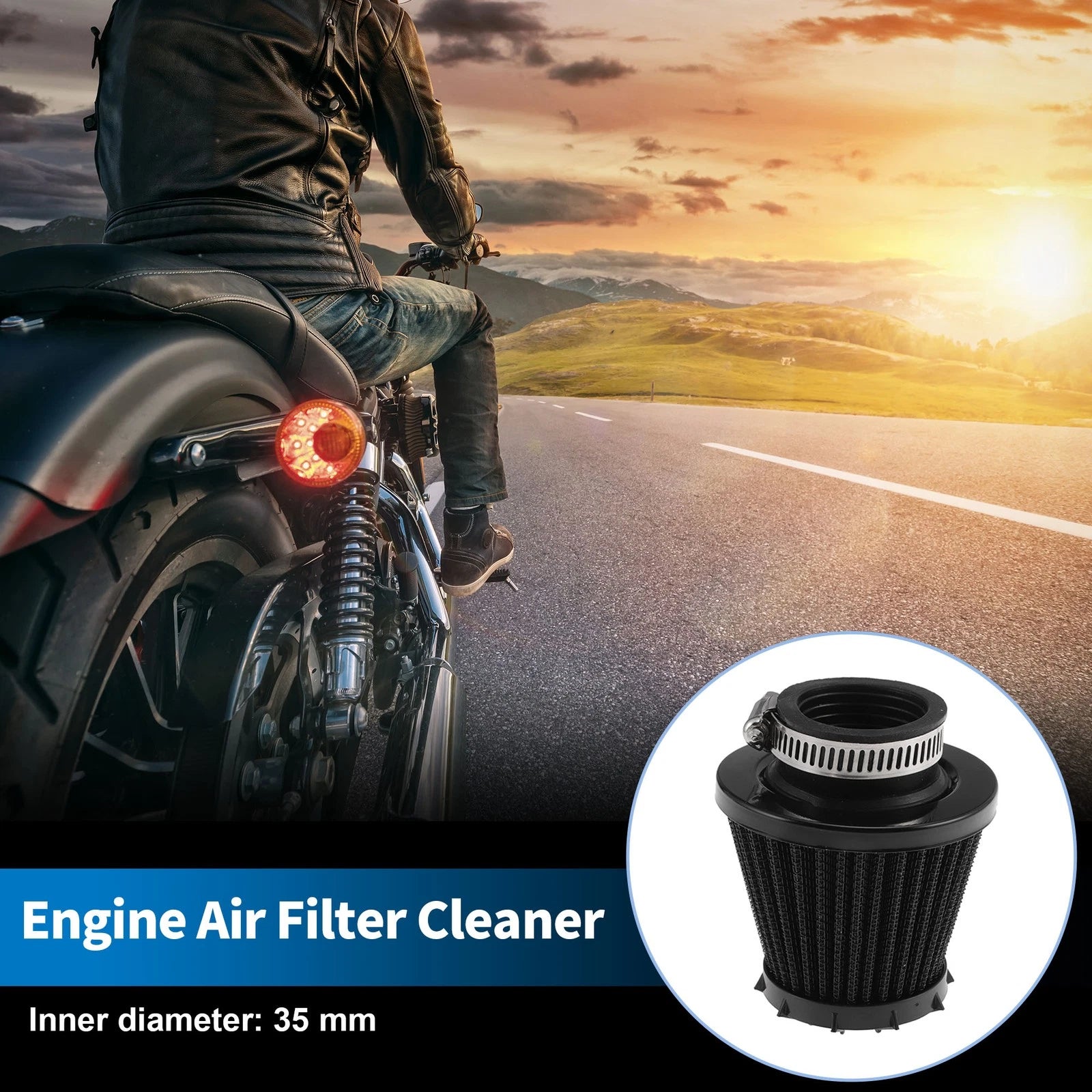 Air Filter for Universal Motorcycle (35 mm, Plastic, Metal, Rubber)