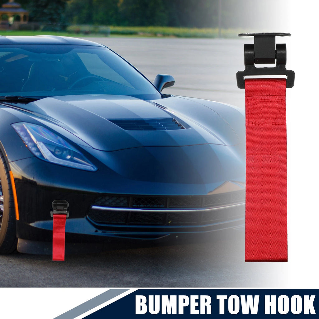 Tow Hook Strap Towing Belt Front Rear for Car Trailer Red (27x6.5cm)