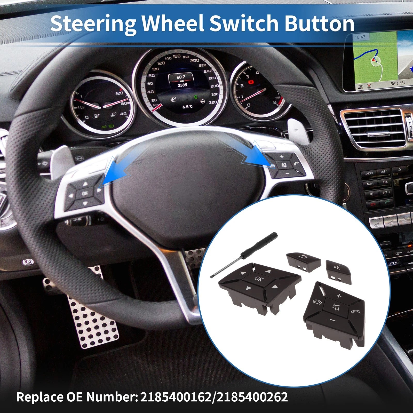 Steering Wheel Control Button Cover Replacement for Mercedes-Benz Left Right (2009–2018)