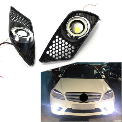 Pair Front Bumper Fog Light Grill with Lamp for Mercedes C-Class W204