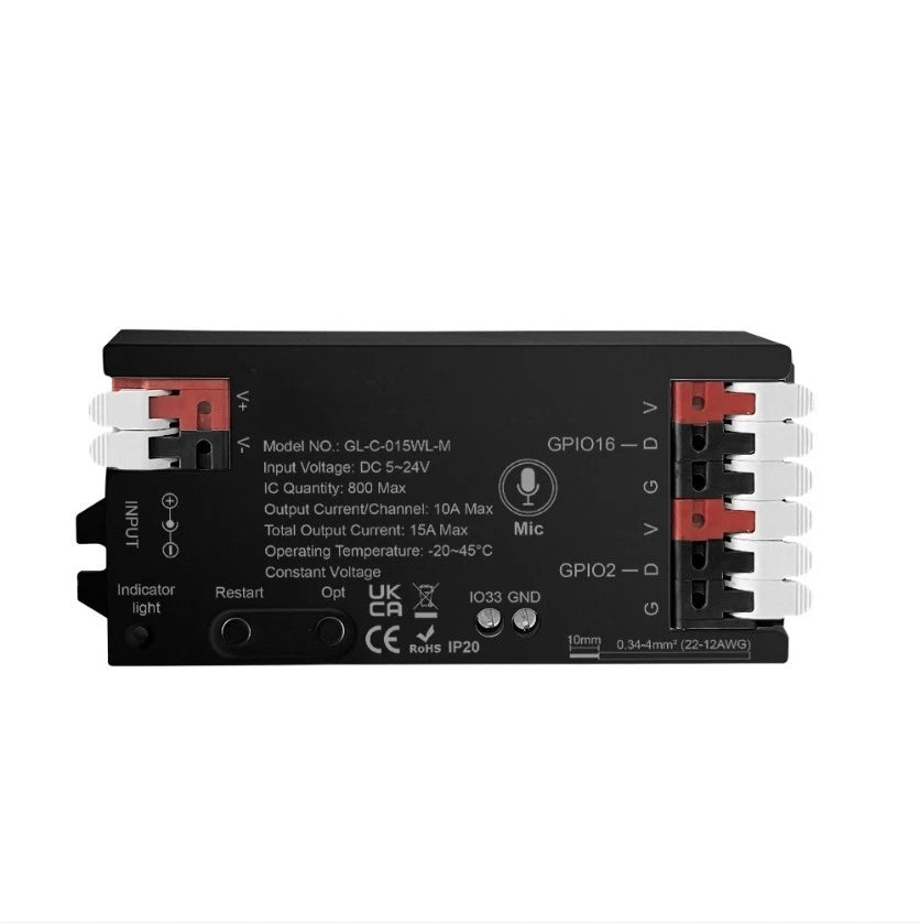 WiFi LED Strip Controller with Mic for ESP32 (Dynamic RGB Lighting)