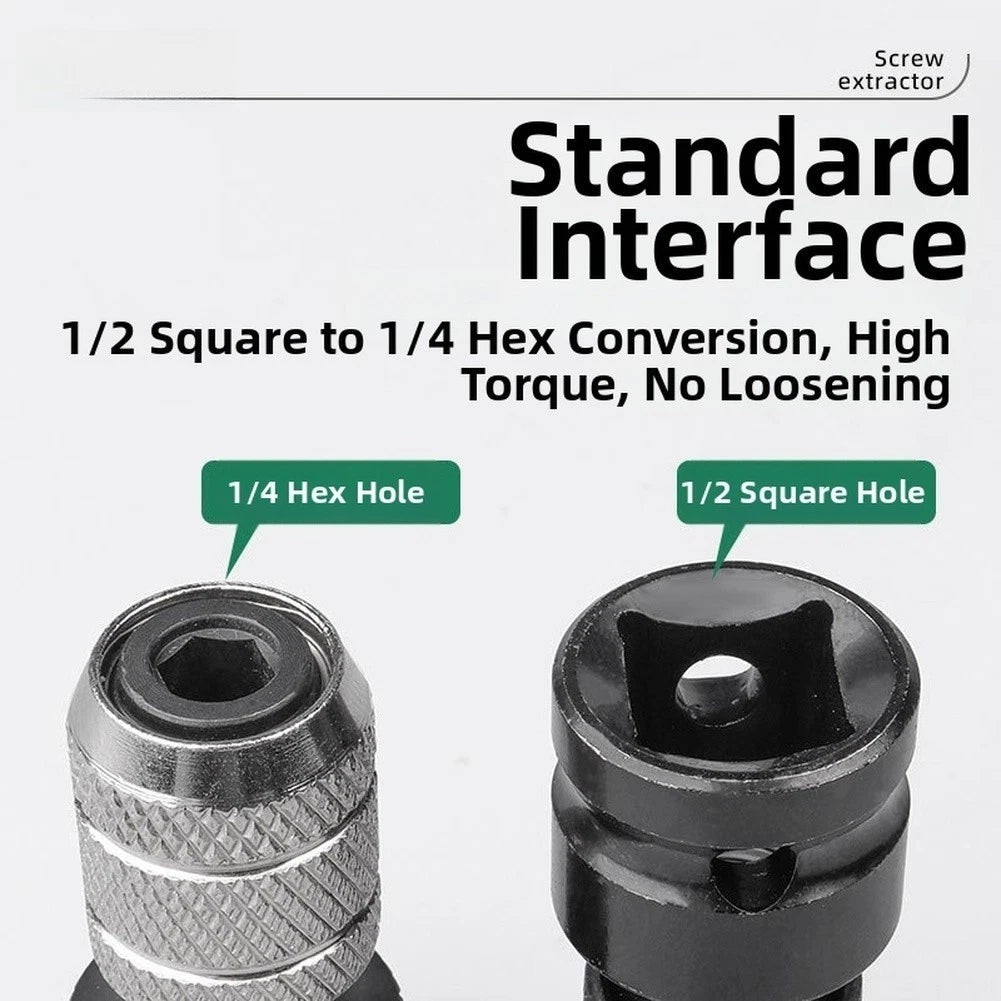 Carbon Steel Socket Adapter for Impact Wrench 1/2 to 1/4 Hex Conversion