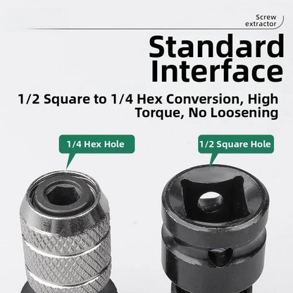 Carbon Steel Socket Adapter for Impact Wrench 1/2 to 1/4 Hex Conversion