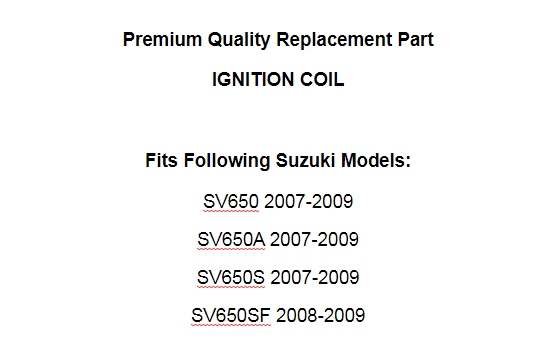 Ignition Coil Replacement for Suzuki SV650 SV650A SV650S SV650SF (2007–2009)