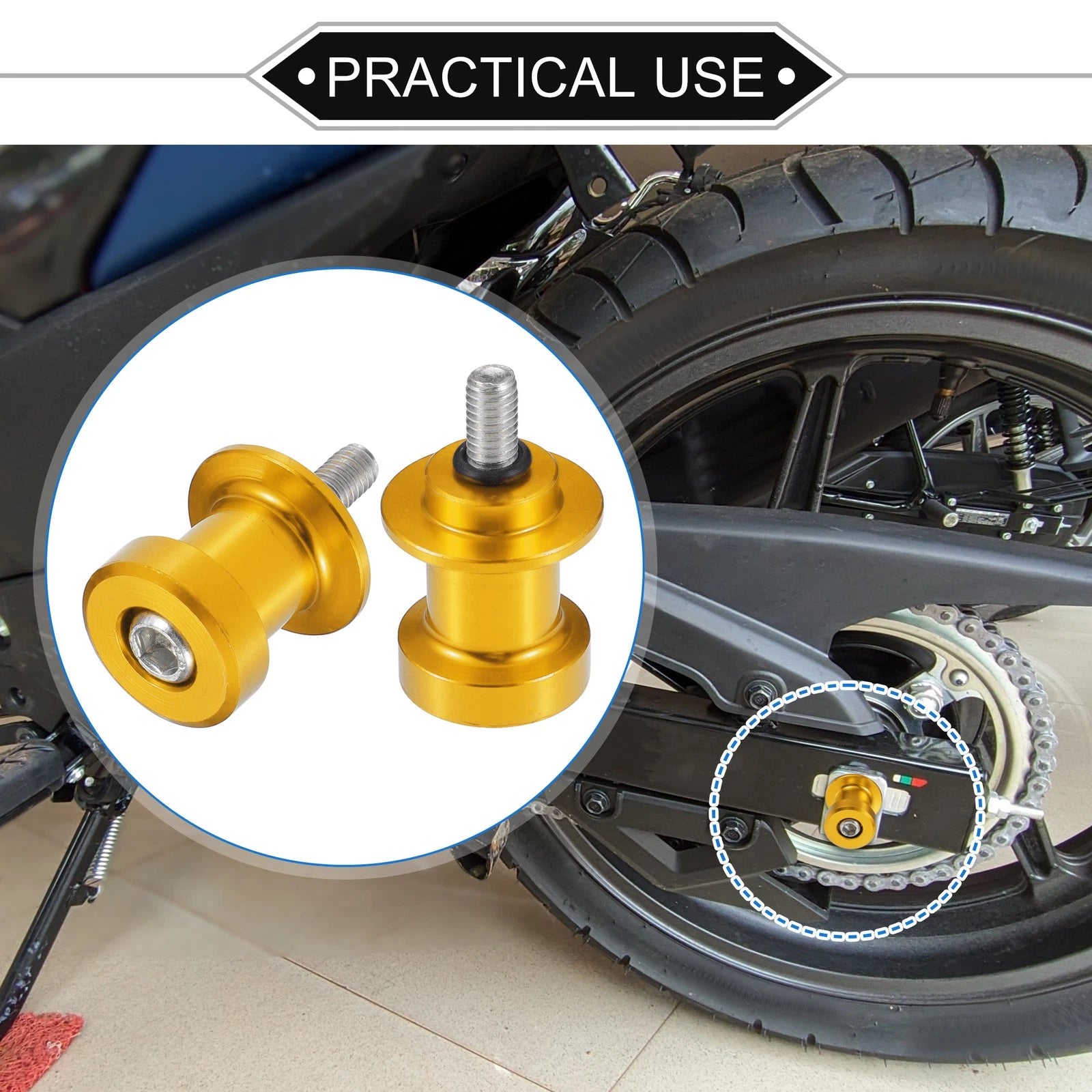 Motorcycle Swingarm Spools 6mm CNC Replacement Sliders for Gold Tone
