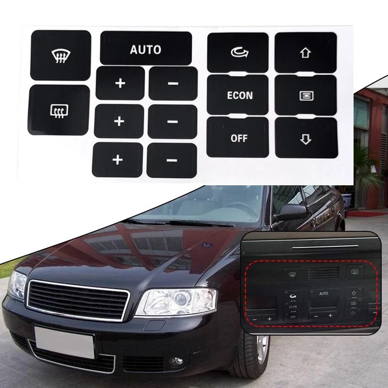 A/C Button Repair Kit for Audi A6 C5 (1997–2004) with Stickers
