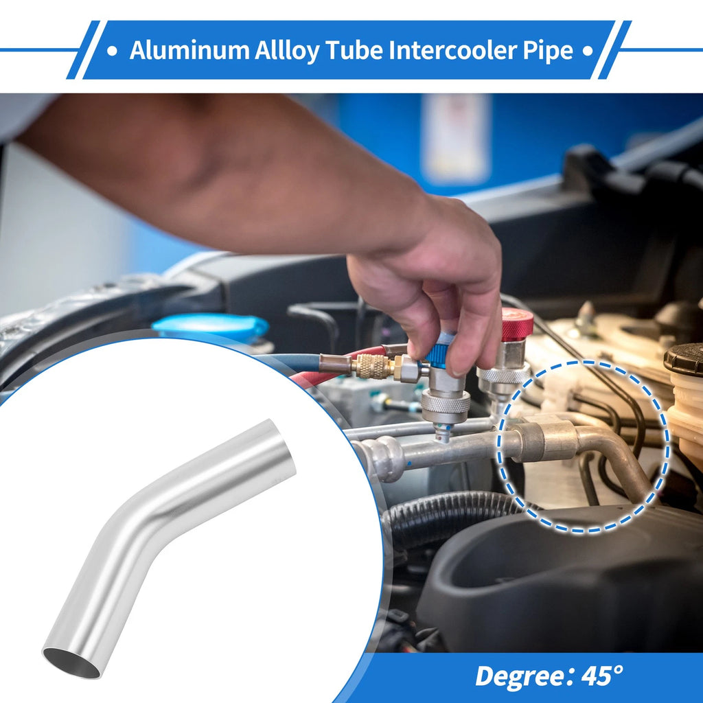 1.5" OD 45° Intercooler Pipe for Universal Applications (Brushed Silver Tone)