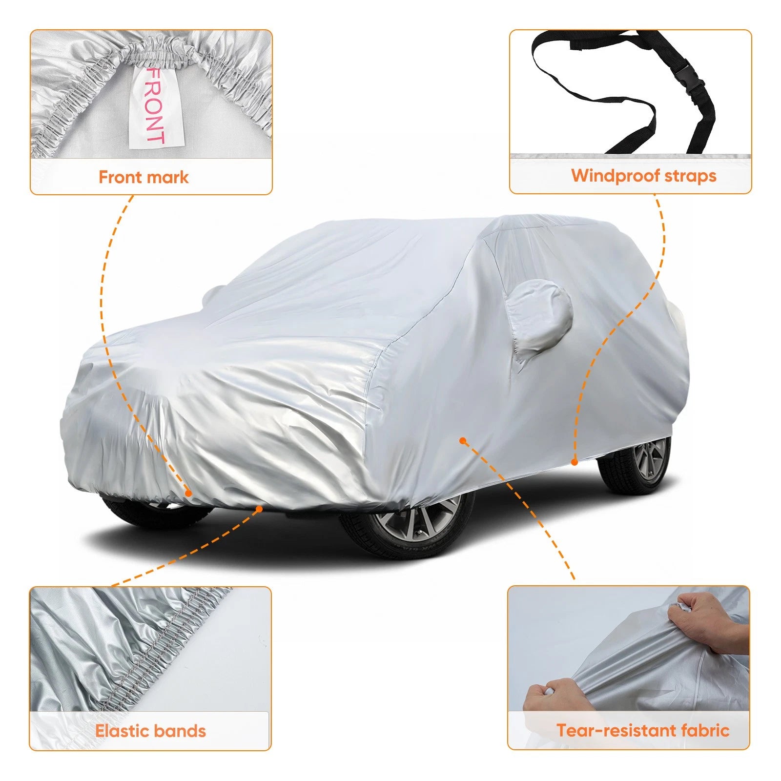 Car Cover for Medium SUV (Waterproof, Windproof, Dustproof, Anti-UV)