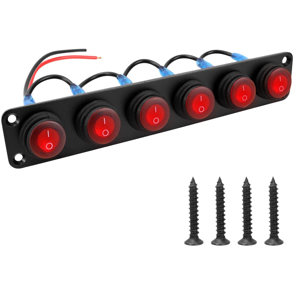 6 Position Waterproof Rocker Switch Panel for Outdoor and Marine Vehicles