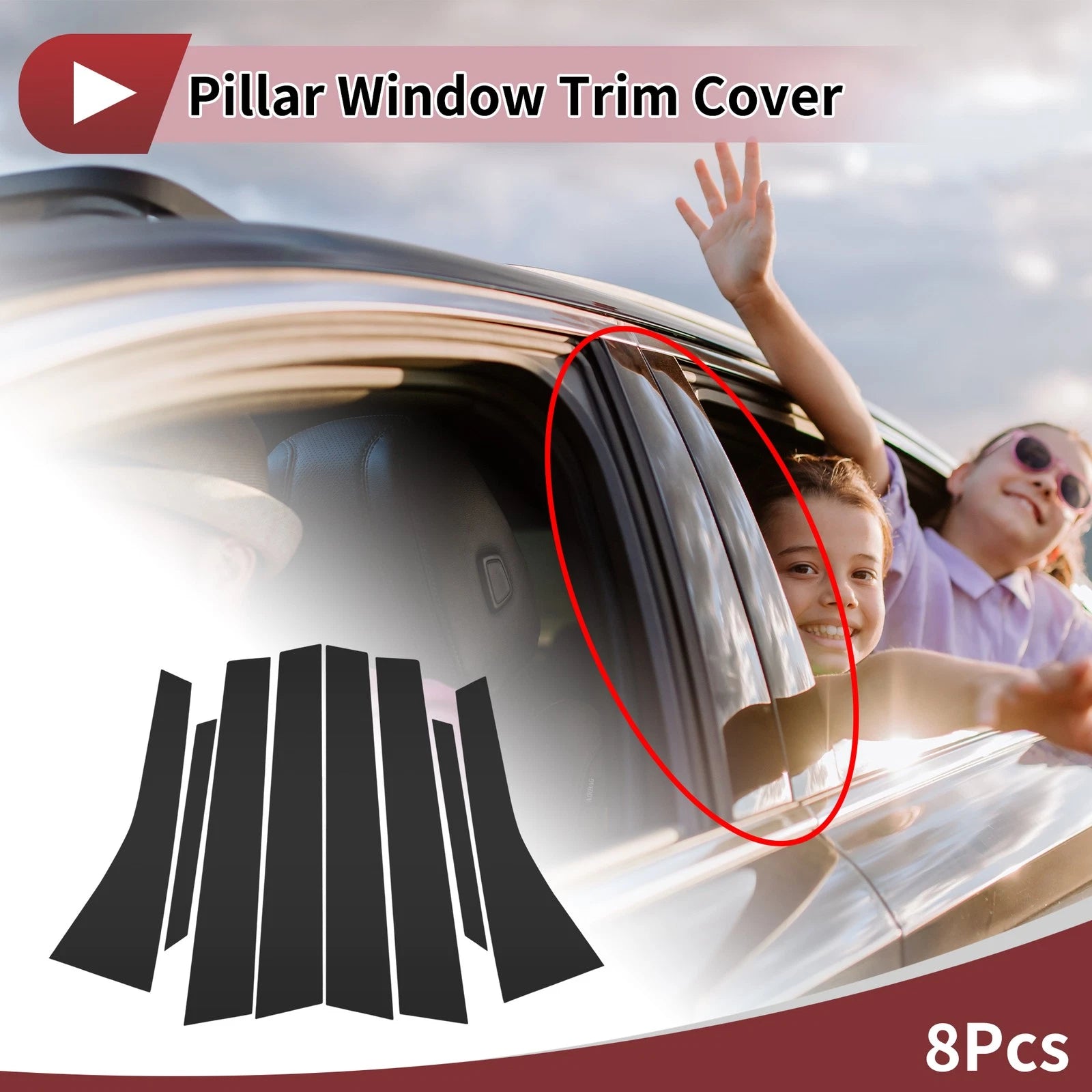 Car Door Pillar Window Trim Set for Honda Stream (2007–2014) Black
