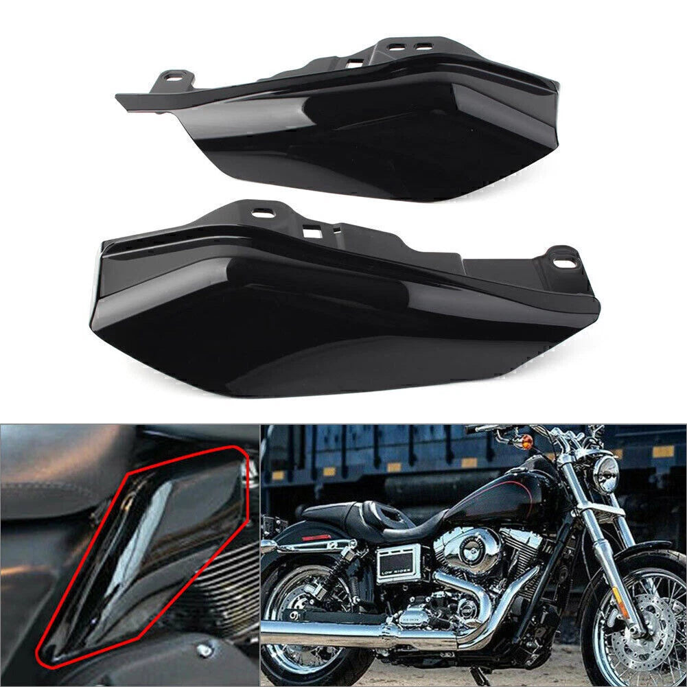 2X Mid-Frame Air Deflector Wind Heat Shield Trim Vivid Black for Harley Touring