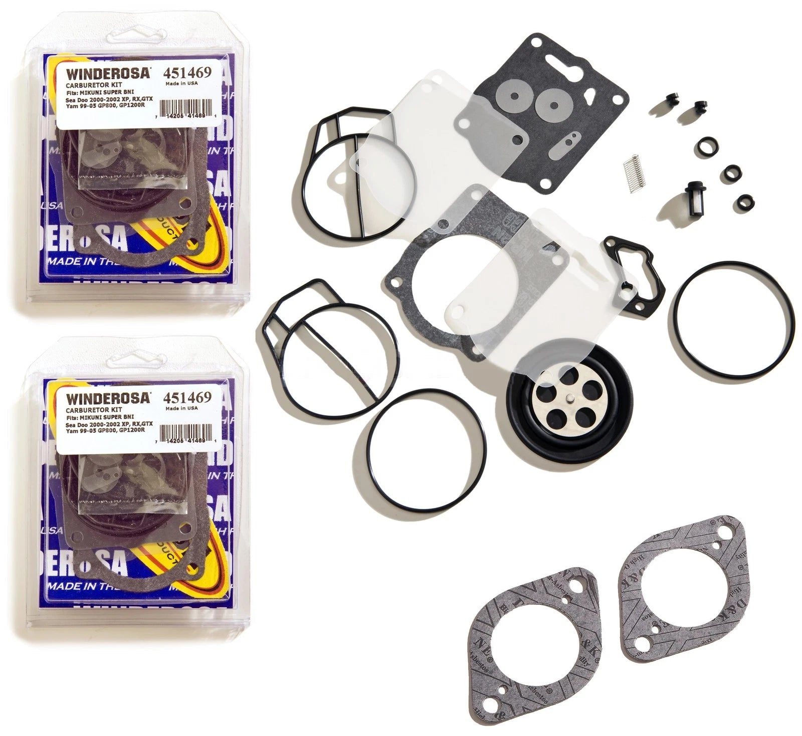 Dual Carburetor Rebuild Kit & Base Gaskets for Sea Doo XP RX GSX GTX (947 951)