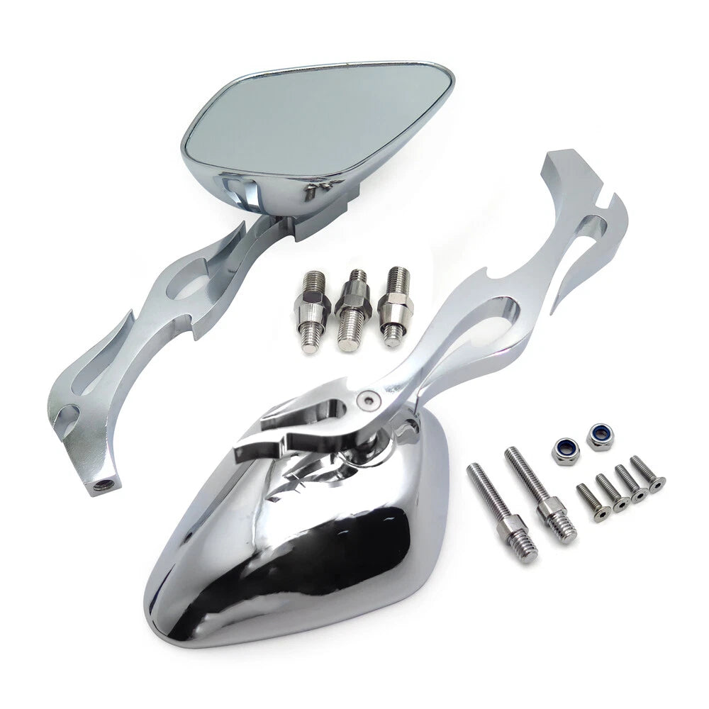 Chromed Flame Shape Running Mirror for Kawasaki Ninja (All Year)