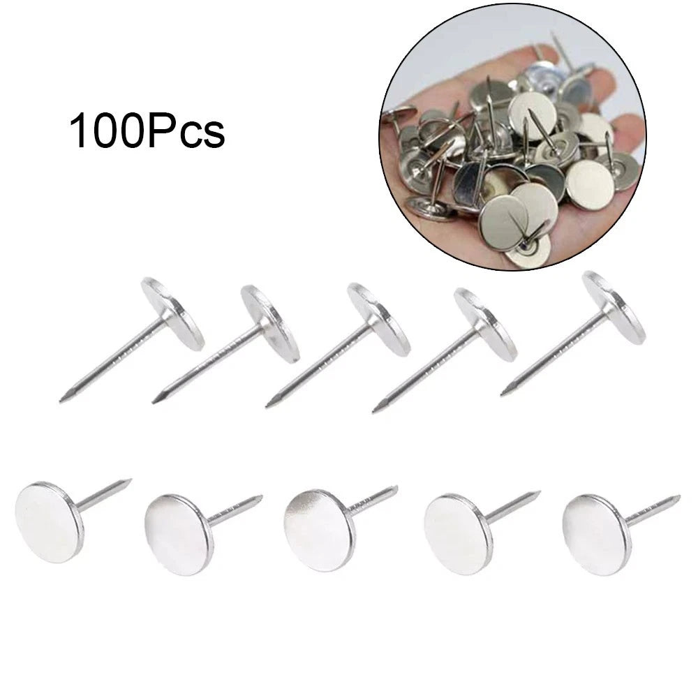 100pcs Upholstery Nails for Craft Projects - Silver Push Pins