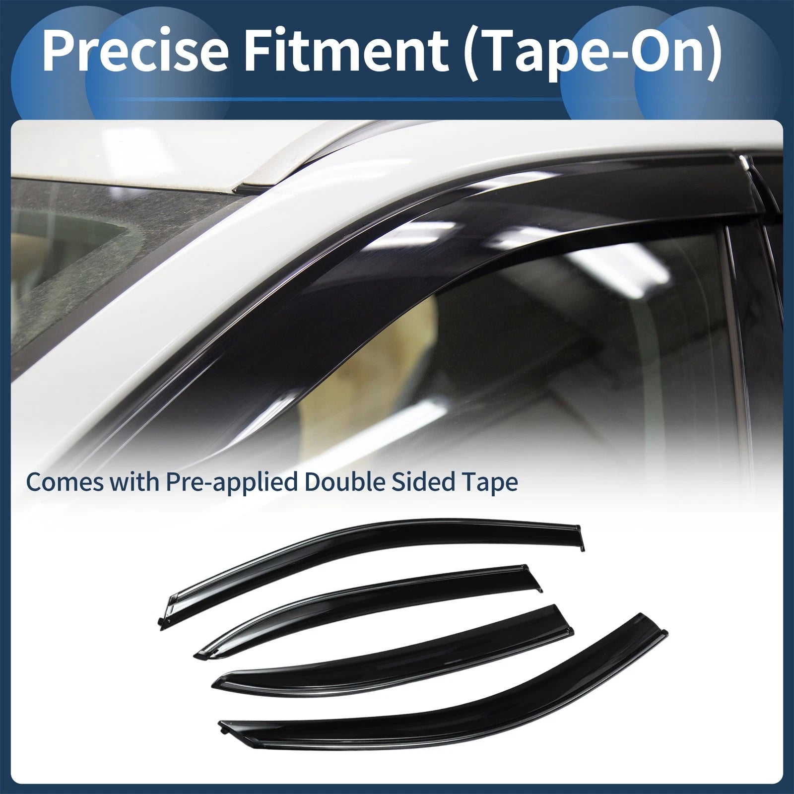 Window Deflectors Side Vent Visors Black for Chevrolet Malibu (2013–2015)