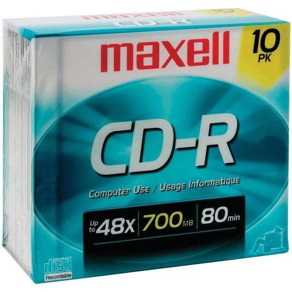 Set of 10 Maxell 700MB 80-Minute CD-Rs 622860/648210
