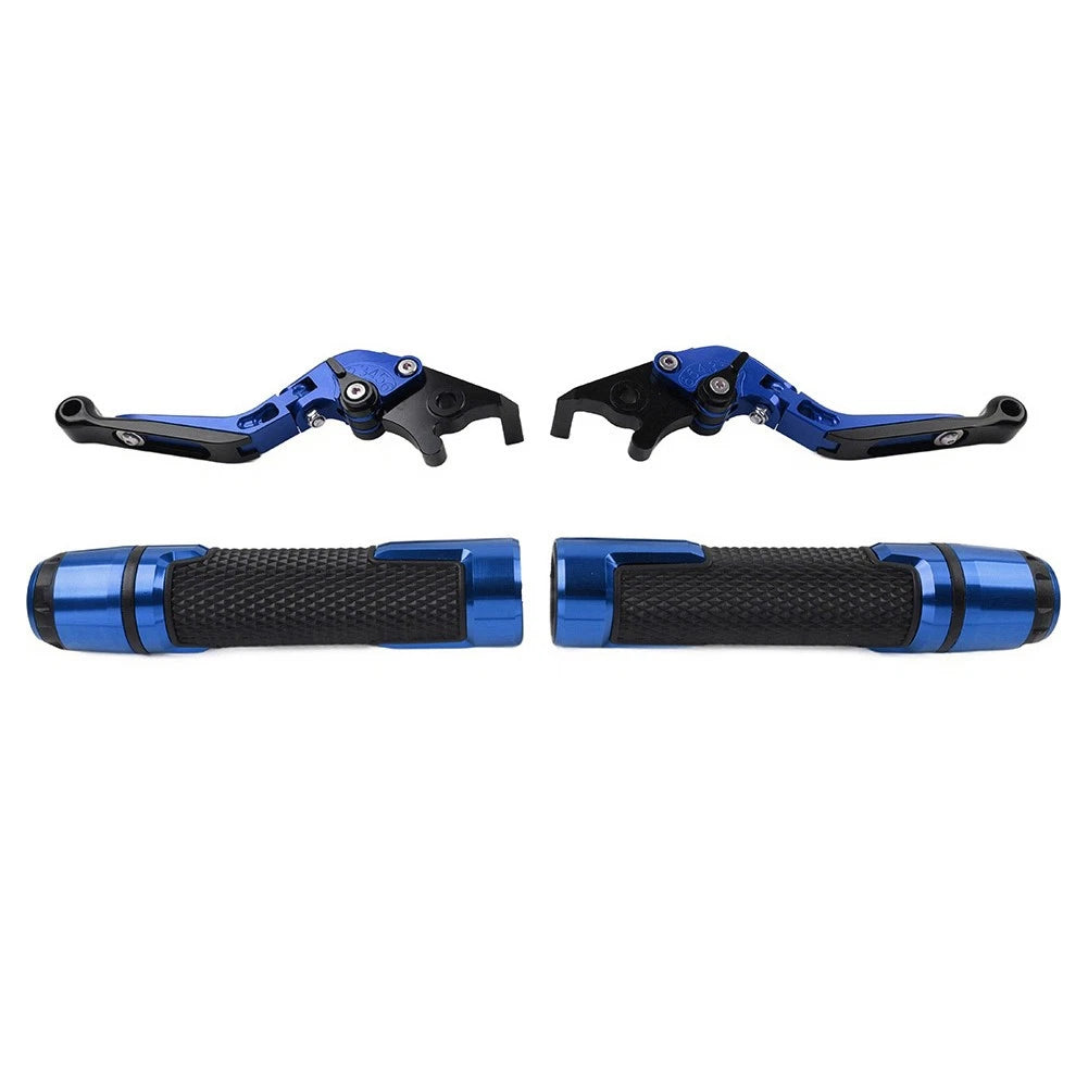 Blue Extendable Brake Clutch Levers Handlebar Grips Set For Kawasaki ZZR1400