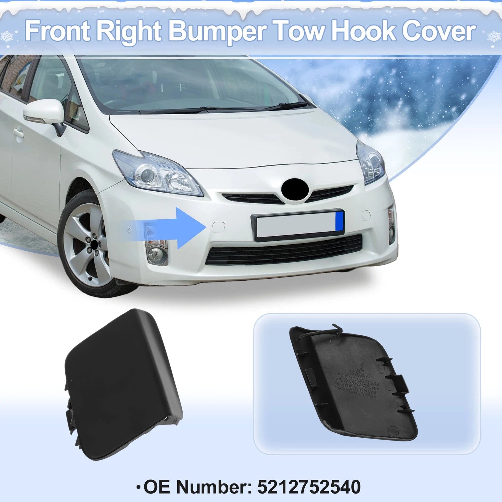 Tow Hook Cover Cap Right Front Replacement for Toyota Prius (2004–2009)