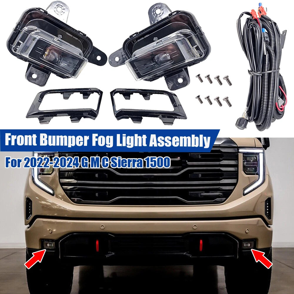 LED Fog Lights with Switch & Wires for GMC Sierra 1500 (2022–2024)