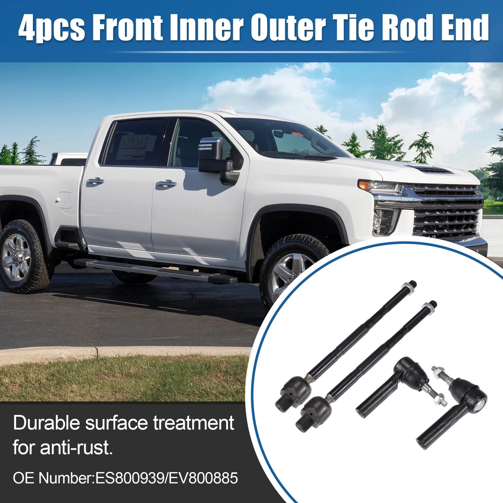 4pc Front Inner Outer Tie Rod End Links Kit for Chevrolet Camaro (2010–2015)