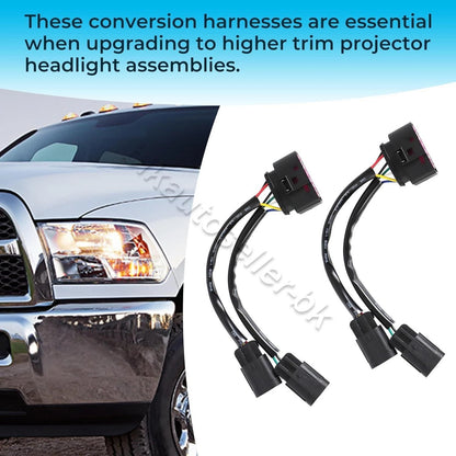 2X Conversion Harnesses for Dodge Ram (2009–2018) Quad to Projector Headlight