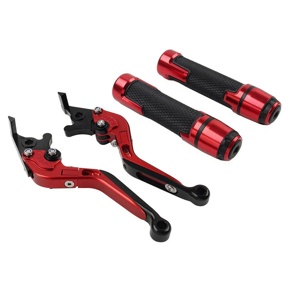Red Extendable Brake Clutch Levers Handlebar Grips Sets For Kawasaki ZX1400