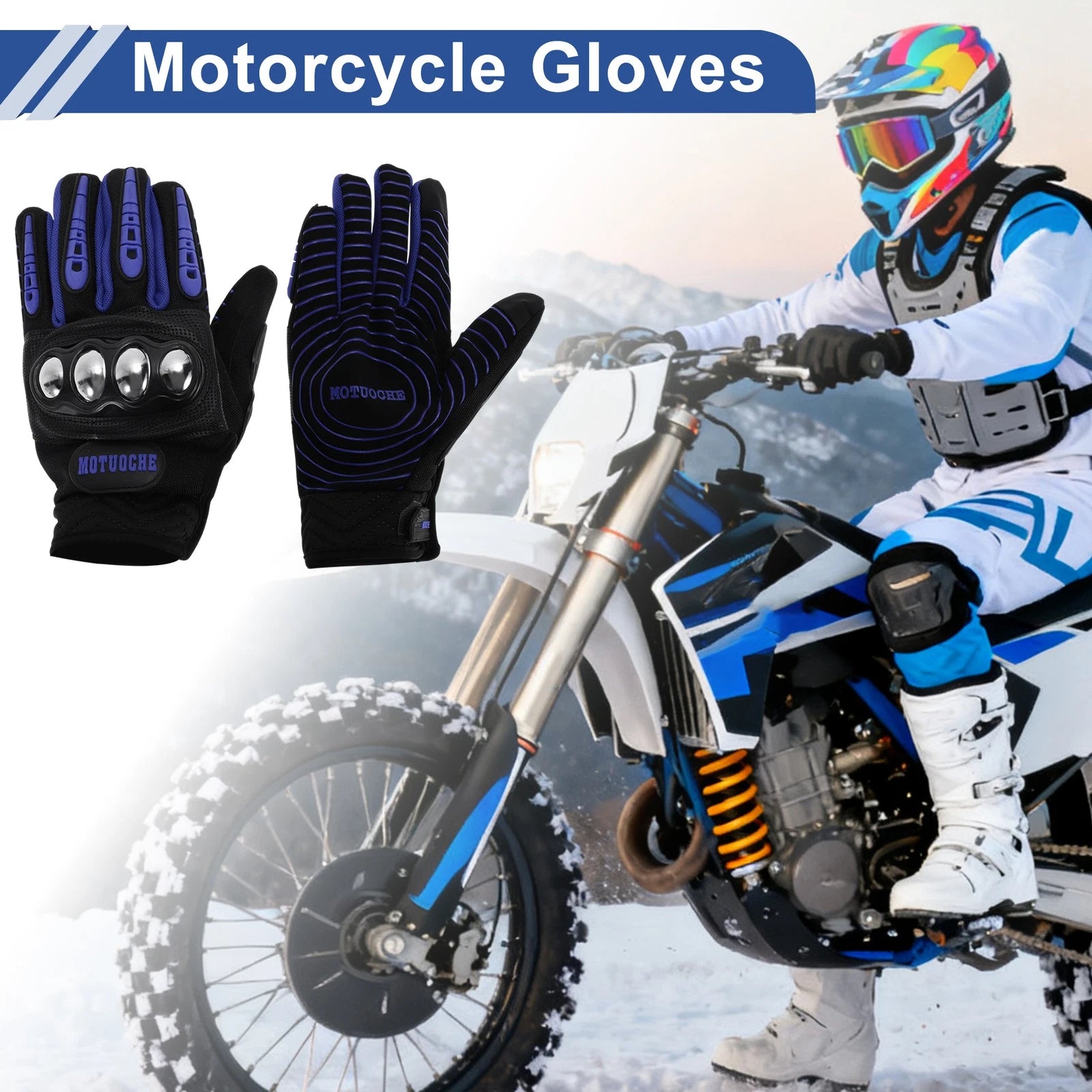 Men's Steel Shell Cycling Gloves for Mountain Biking Blue (One Size)