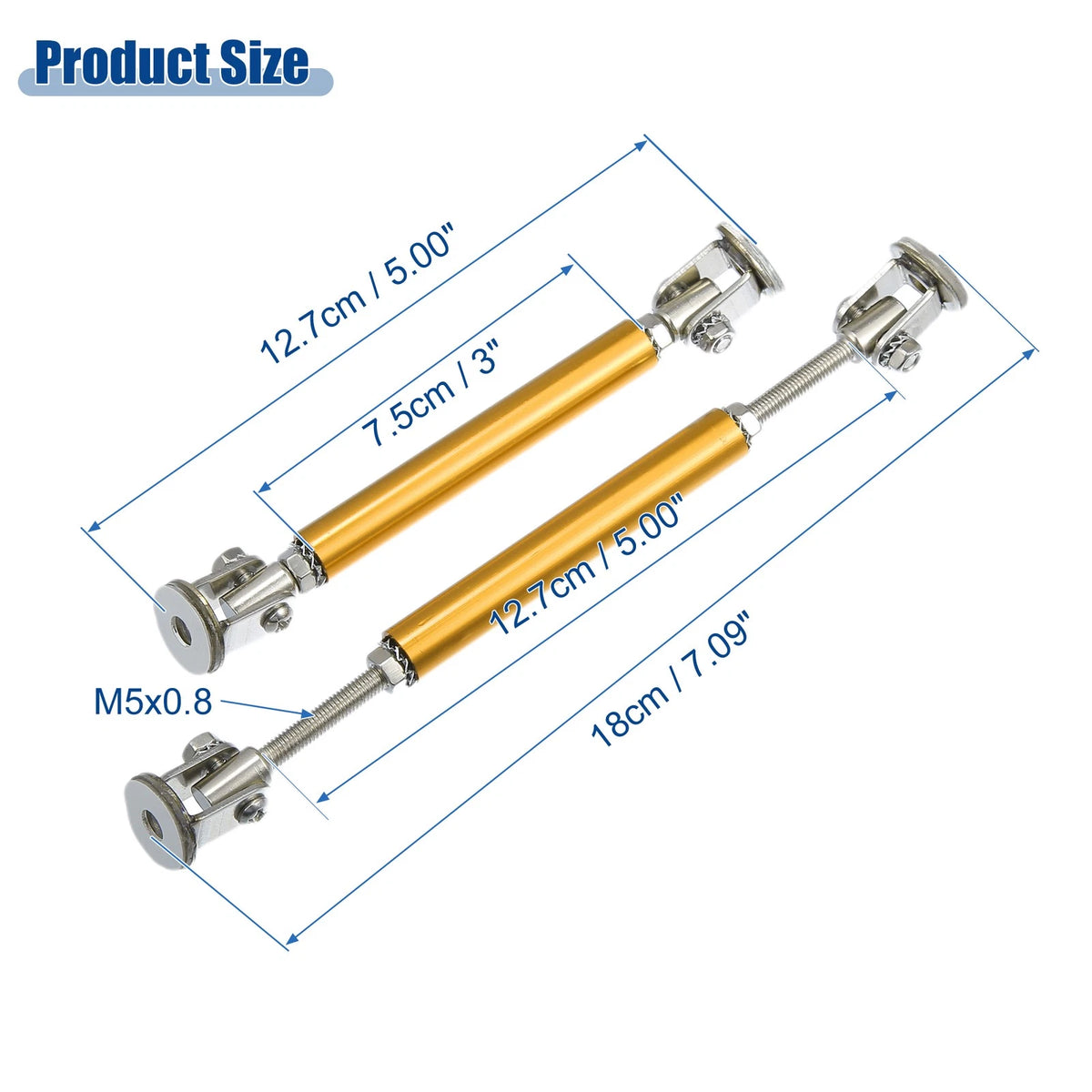 Pair Aluminum Alloy 3"-5" Front Bumper Lip Splitter Strut Rod for Car