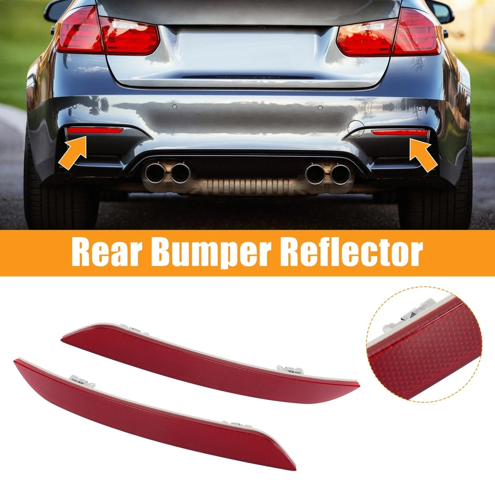 Rear Bumper Reflector Pair Left Right Replacement for BMW 550i (2008–2010)