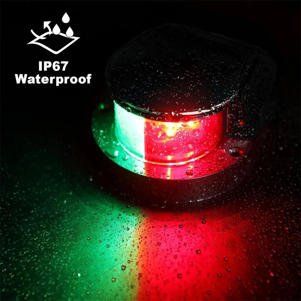 Boat Navigation Light Red-Green LED Marine Navigation Light Bow Lamp Black Shell